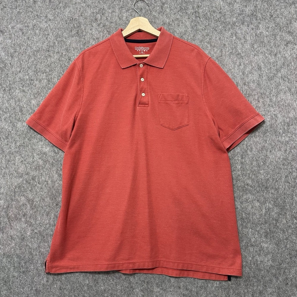 Croft & Barrow XL Pink Pique Polo Shirt‎ Men's True Comfort Pocket Short Sleeve